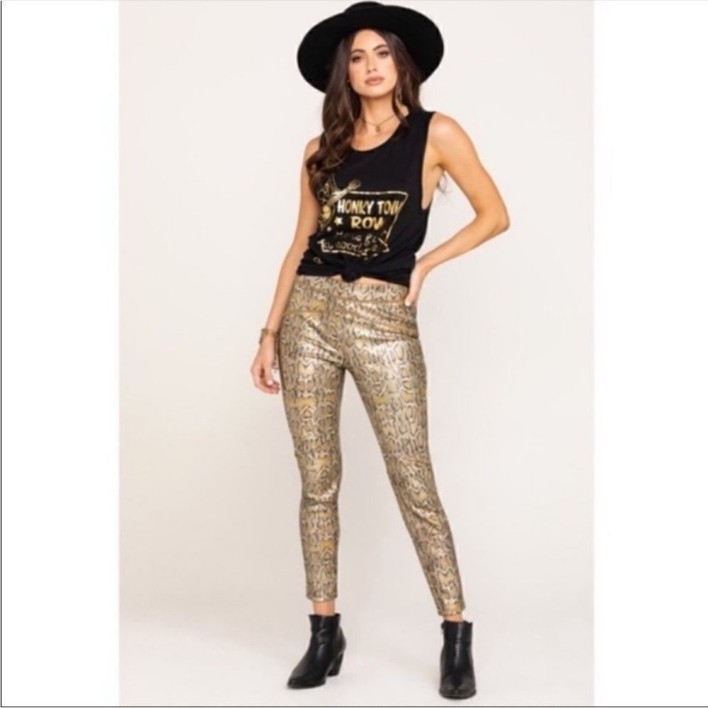 NWOT Free People metallic python leggings